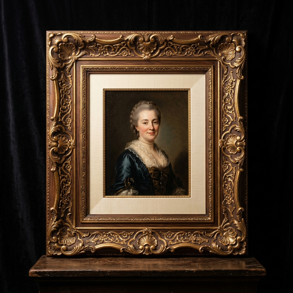 Bespoke luxury frame with ornate gold leaf carving